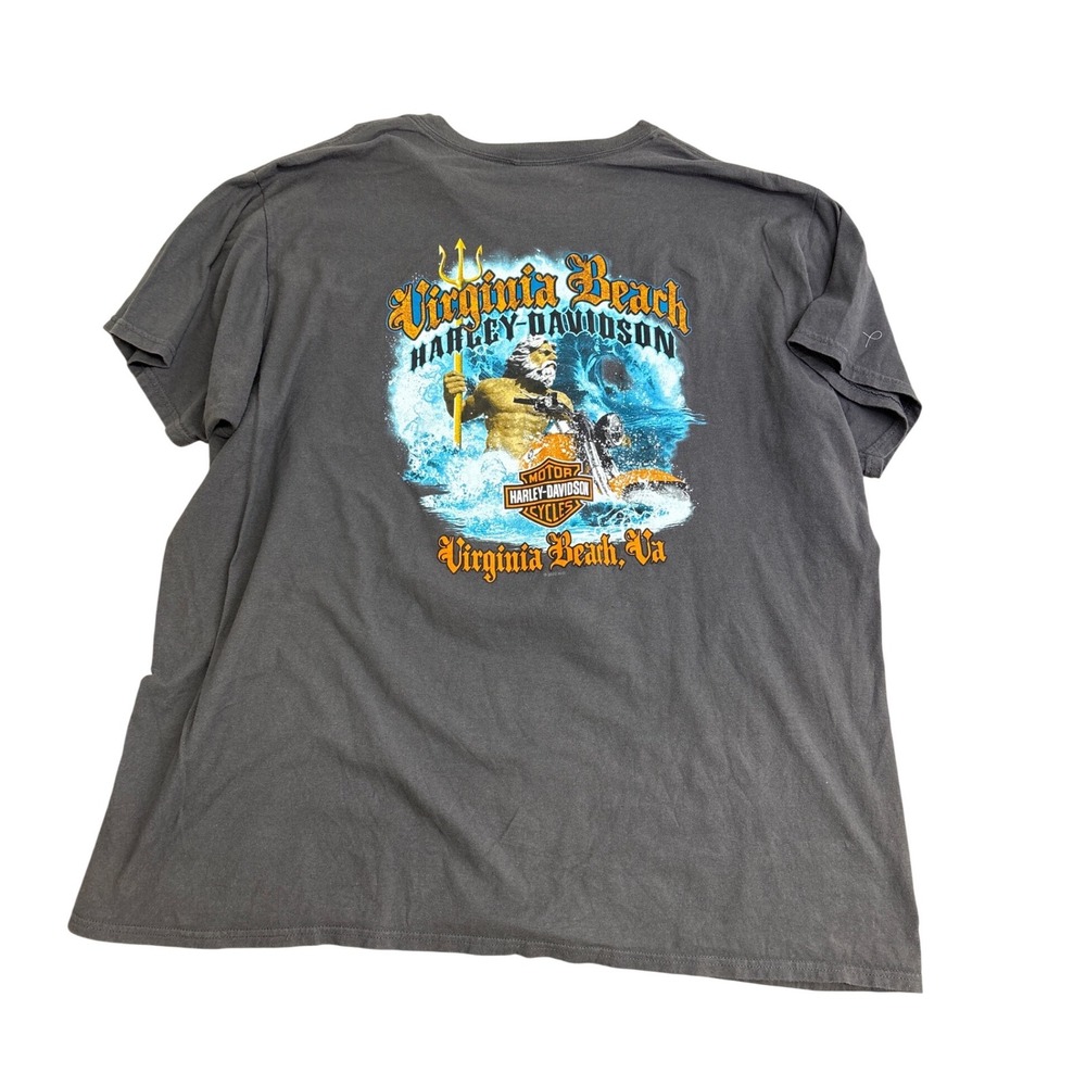 Harley-Davidson Virginia Beach Neptune Graphic Pocket T-Shirt Mens 3XL Gray
